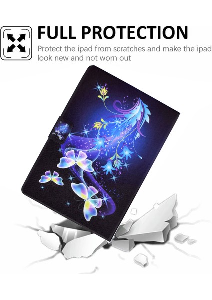 Huawei Matepad 10.4(2020)/(2022)/HONOR V6-Butterflies And Flowers Için Tam Korumalı, Darbeye Dayanıklı Desen Baskılı Deri Tablet Kılıfı (Yurt Dışından)