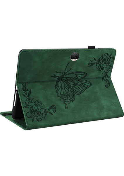 Honor Pad 9 Kılıf Için Çiçek Deri Flip Kart Yuvaları Tablet Kapağı-Yeşil (Yurt Dışından)