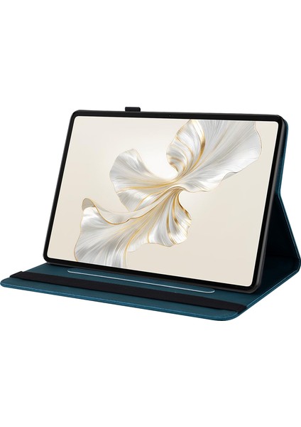 Honor Pad 9 Kılıf Için Çiçek Deri Flip Kart Yuvaları Tablet Kapağı-Koyu Mavi (Yurt Dışından)