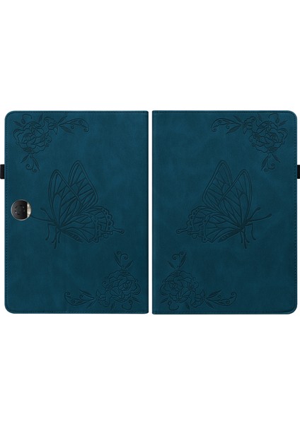 Honor Pad 9 Kılıf Için Çiçek Deri Flip Kart Yuvaları Tablet Kapağı-Koyu Mavi (Yurt Dışından)