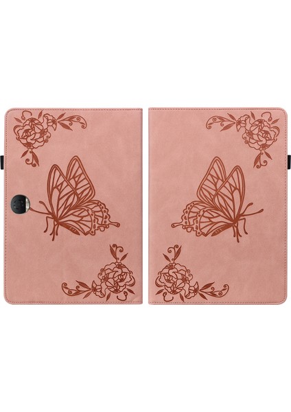 Honor Pad 9 Kılıf Için Çiçek Deri Flip Kart Yuvaları Tablet Kapağı-Pembe (Yurt Dışından)