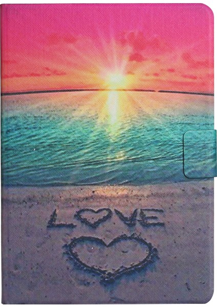Desen Baskı Kartı Yuvaları Standı Deri Akıllı Kılıf Huawei Mediapad M5 Lite 10-Seaside Love (Yurt Dışından)