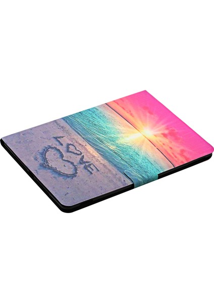 Desen Baskı Kartı Yuvaları Standı Deri Akıllı Kılıf Huawei Mediapad M5 Lite 10-Seaside Love (Yurt Dışından)