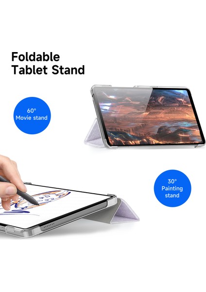 Samsung Galaxy Tab A9 Kılıf Standı Pc+Deri Şeffaf Tablet Kılıfı-Açık Mor (Yurt Dışından)