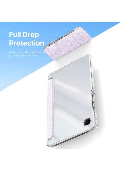 Samsung Galaxy Tab A9 Kılıf Standı Pc+Deri Şeffaf Tablet Kılıfı-Açık Mor (Yurt Dışından)