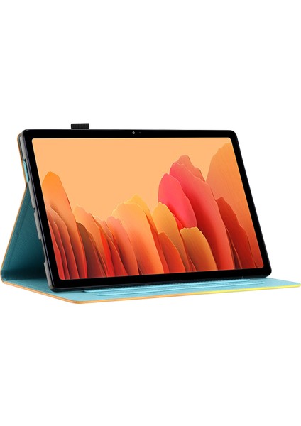 Samsung Galaxy Tab A7 10.4(2020)/(2022)T500/T505 Pu Deri Kapak Çevirin Desen Baskı Anti-Drop Tablet Kılıfı-Tavşan (Yurt Dışından)