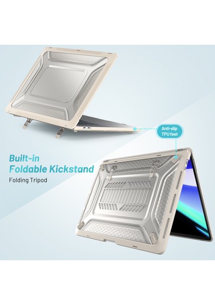 MacBook Pro 16 INÇ(2019)A2141 Laptop Kapak Çift Katmanlı Sert Pc Yumuşak Tpu Kılıf Kickstand-Kayısı Için (Yurt Dışından)