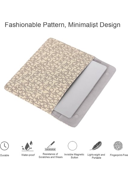 Canvasartısan E61-01 12 Inç Dizüstü Bilgisayar Taşıma Çantası Mektup Tamam Baskı Manyetik Kapak Pu Deri Dizüstü Bilgisayar Kolu (Yurt Dışından)
