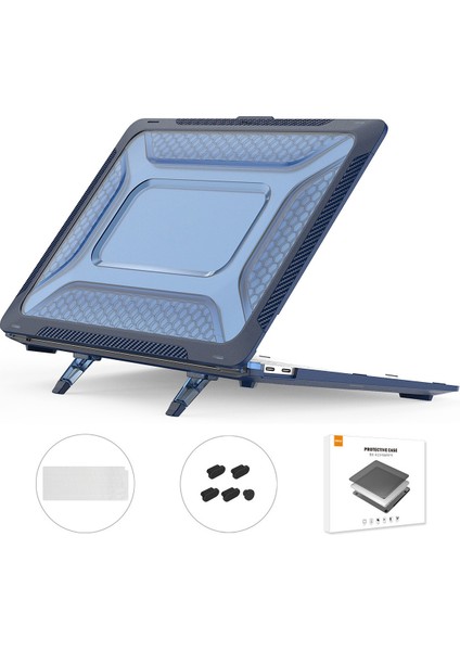 MacBook Air 13 Inç (2020) A2179/A2337 (Ab Versiyonu) Anti-Düşme Dizüstü Koruyucu Kılıf, Tpu Klavye Filmi + Toz Geçirmez Fişler-Mavi Için Darbeye Dayanıklı Kickstand Kılıf (Yurt Dışından)