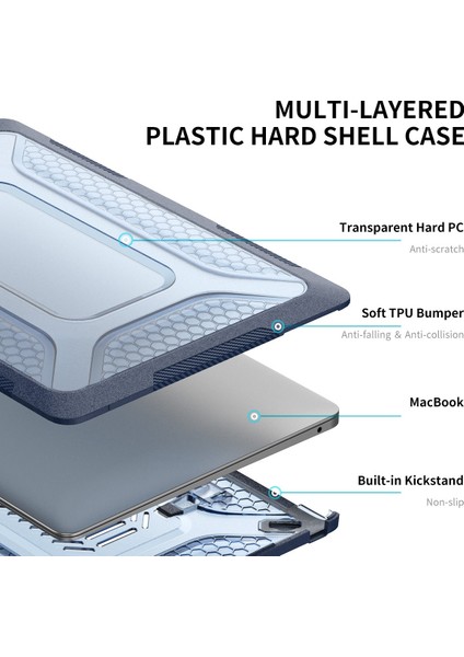 MacBook Air 13 Inç (2020) A2179/A2337 (Ab Versiyonu) Anti-Düşme Dizüstü Koruyucu Kılıf, Tpu Klavye Filmi + Toz Geçirmez Fişler-Mavi Için Darbeye Dayanıklı Kickstand Kılıf (Yurt Dışından) modelleri