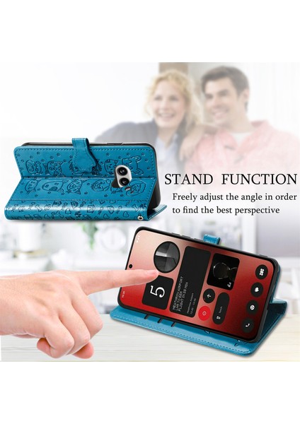 Nothing Telefon (2A) Plus/telefon (2A) Manyetik Telefon Kılıfı Bilek Kayışlı Deri Drop-Proof Kapak-Mor (Yurt Dışından)