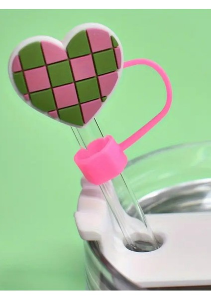 Stanley Pipet Tıpası, Pipet Kılıfı Aksesuarı, Toza ve Kire Karşı Koruma, Kalp Pembe Yeşil