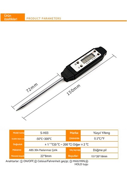 Ev Mutfak Dijital Yağ Sıcaklığı Su Sıcaklığı Gıda Termometresi (Yurt Dışından) fiyatları