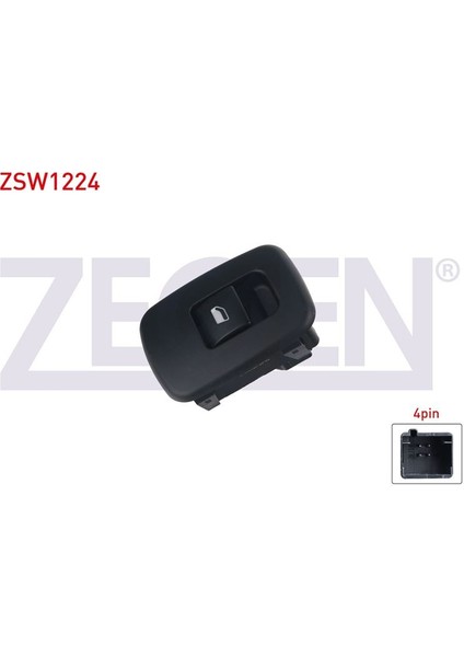 ZEGEN-ZSW1224 - Cam Acma Anahtarı Teklı 4 Pın Cıtroen C5 Iı 2004-2008