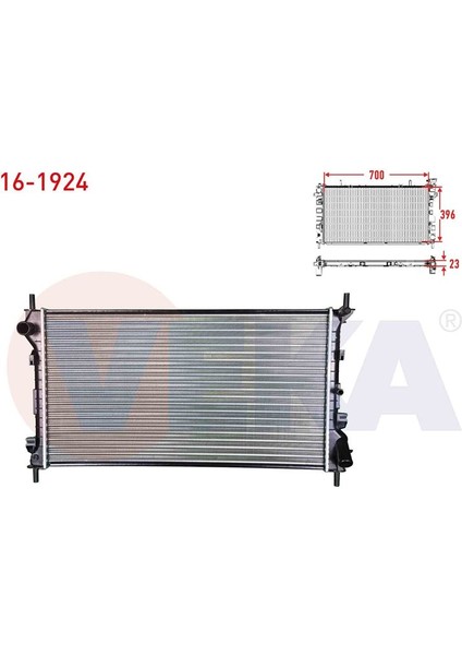 VEKA-16-1924 - Su Radyatoru Mekanık Ford Transıt Connect 1.8 Tdcı M-T Ac+ 2002-2013
