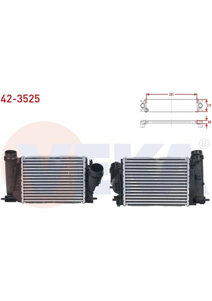 VEKA-42-3525 - Turbo Radyatoru (Intercooler) Renault Megane Iv 1.6 Dcı 2016-/ Talısman - Espace V 1.6 Dcı 2015-