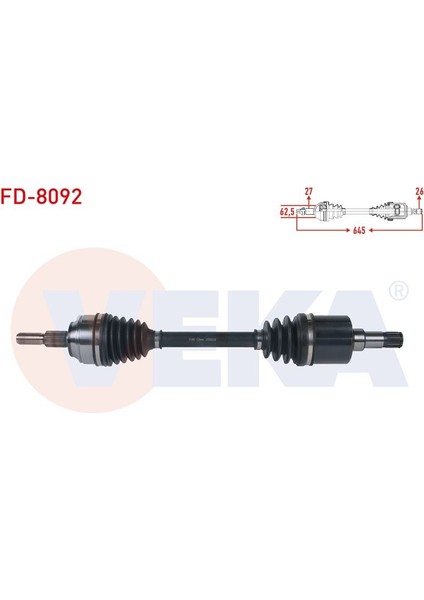 VEKA-FD-8092 - Komple Aks Sol On Uzunluk 645MM Ford Transıt Connect 1.5 Tdcı 100 Hp 5 Vıtes 2013-