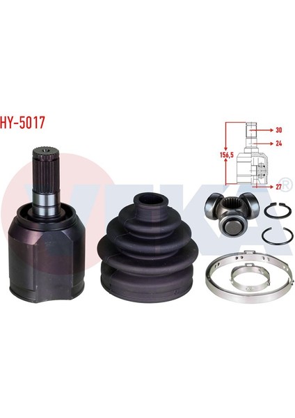 VEKA-HY-5017 - Aks Kafası Sol-Sag On Ic Hyundaı I30 (Gd) 1.6 Crdı A-T 27×24×30 Uzunluk 156,50MM 2011-2017