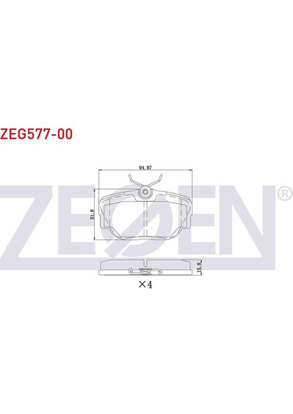ZEGEN-ZEG577-00 - Fren Balata Arka Land Rover Dıscovery (Lj,lt) 2.5 Tdı 1994-2004 / Dıscovery (Lj,lt) 4.0 V8 1994-2004