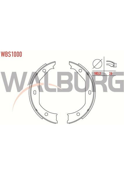 WALBURG-WBS1000 - El Fren Balatası Aksesuarlı Bmw 1 Serısı 123 D 183,2×20 mm 2004-2012/3 Serısı 320 I 2005-2011/3 Serısı 320 D 2005-2011/3 Serısı 320 D 1998-2005/5 Serısı 520 D 1995-2003