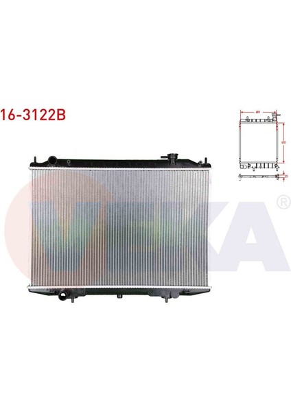 VEKA-16-3122B - Su Radyatoru Brazıng Nıssan Pıck Up (D22) 2.5 Dı M-T 2005-