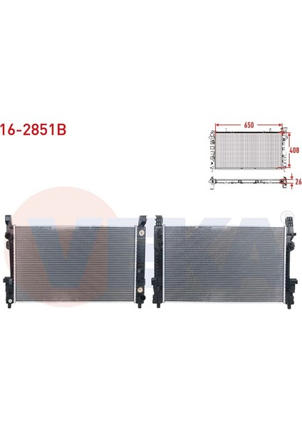 VEKA-16-2851B - Su Radyatoru Brazıng Mercedes A Serısı (W169) A 150 - A 160 - A 170 - A 180 - A 180 Cdı - A 200 A-T/m-T 2004-2012/ B Serısı (W245) B 150 - B 160 - B 180 Cdı - B 200 A-T/m-T 2005-2011