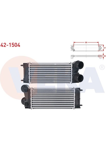 VEKA-42-1504 - Turbo Radyatoru (Intercooler) Cıtroen C4 1.6 - 1.6 Thp 2004-/ Ds4 - Ds5 1.6 Thp 2011-/ Peugeot 3008 1.6 Thp 2009-/ 308 1.6 Thp 2007-2013