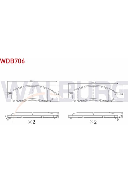 WALBURG-WDB706 - Fren Balata Ikazlı On Nıssan Navara NP300 (D23) 2.3 Dcı 17.00 mm 2015-