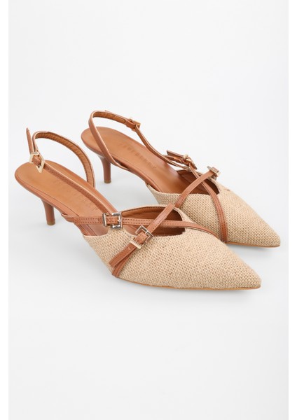 Kadın Flax Taba Hasır Topuklu Stiletto fiyatları