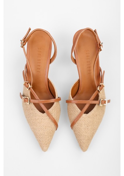 Kadın Flax Taba Hasır Topuklu Stiletto modelleri