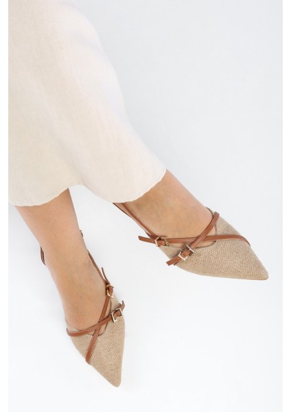 Kadın Flax Taba Hasır Topuklu Stiletto indirimleri
