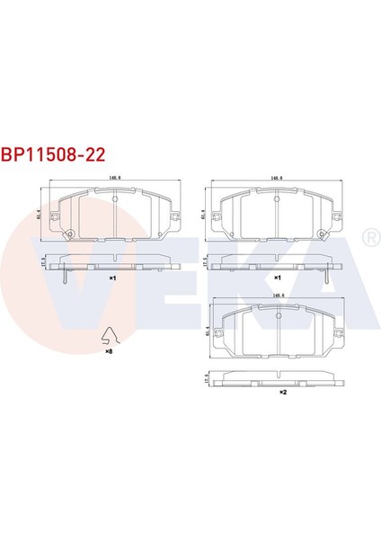 VEKA-BP11508-22 - Fren Balata On Ikazlı Honda Cr-V V 2016-