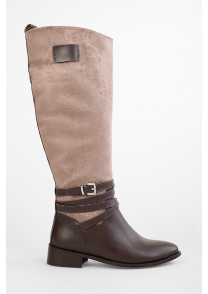 Kadın Biblos Kahve Bej Cilt Çift Renkli Tokalı Çizme modelleri