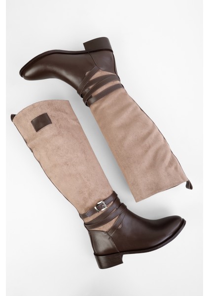 Kadın Biblos Kahve Bej Cilt Çift Renkli Tokalı Çizme fırsatları
