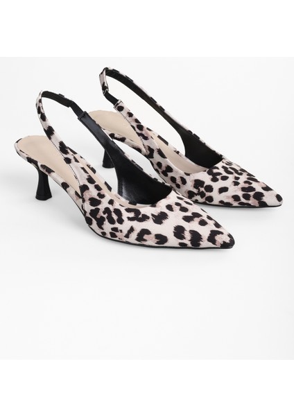 Kadın Avey Leopar Desenli Saten Stiletto modelleri