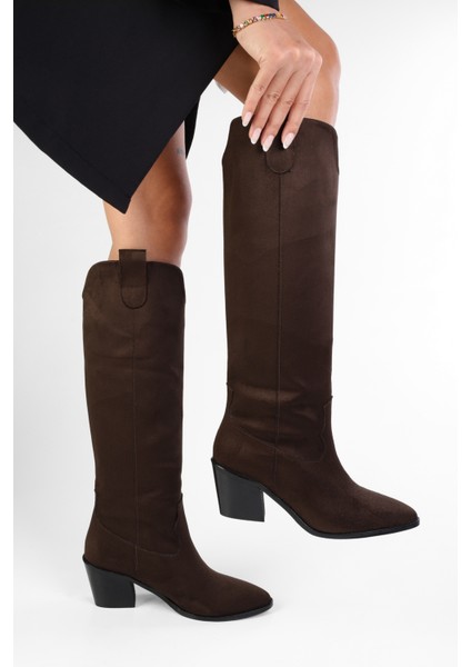 Kadın Rebel Acı Kahve Süet Kovboy Çizme modelleri