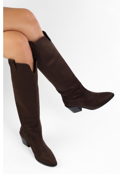 Kadın Rebel Acı Kahve Süet Kovboy Çizme indirimleri