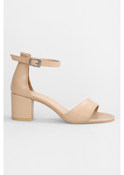Kadın Aria Ten Cilt Tek Bantlı Kalın Topuklu Ayakkabı
