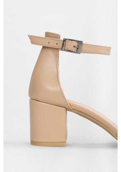 Kadın Aria Ten Cilt Tek Bantlı Kalın Topuklu Ayakkabı