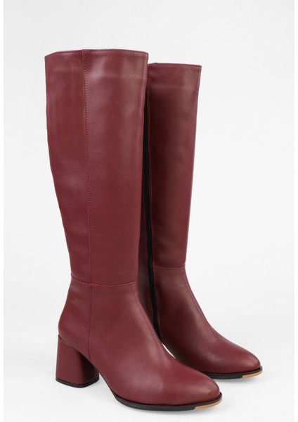 Kadın Kiella Bordo Cilt Topuklu Çizme