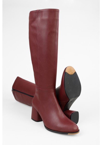 Kadın Kiella Bordo Cilt Topuklu Çizme modelleri