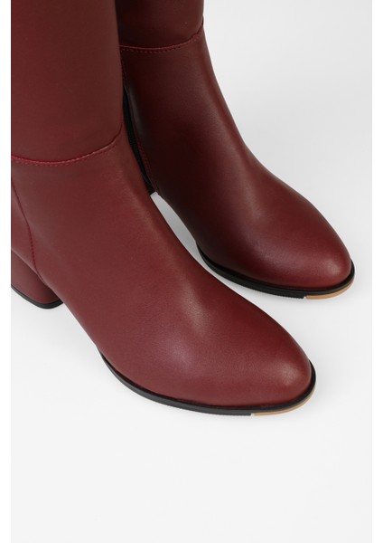 Kadın Kiella Bordo Cilt Topuklu Çizme fırsatları