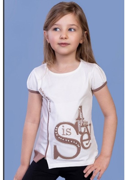 Kız Çocuk T-Shirt Star Garnili Nakışlı