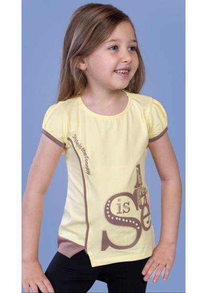 Kız Çocuk T-Shirt Star Garnili Nakışlı modelleri