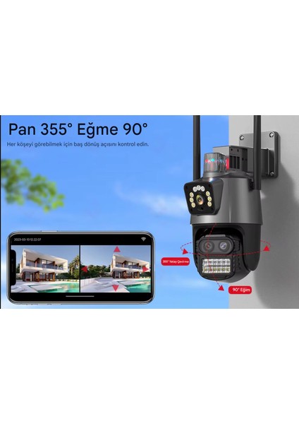 IP66 Su Geçirmez 9mp Çift Lensli 8x Zomlu Wifi Ptz Pollis Çakarlı Güvenlik Kamerası