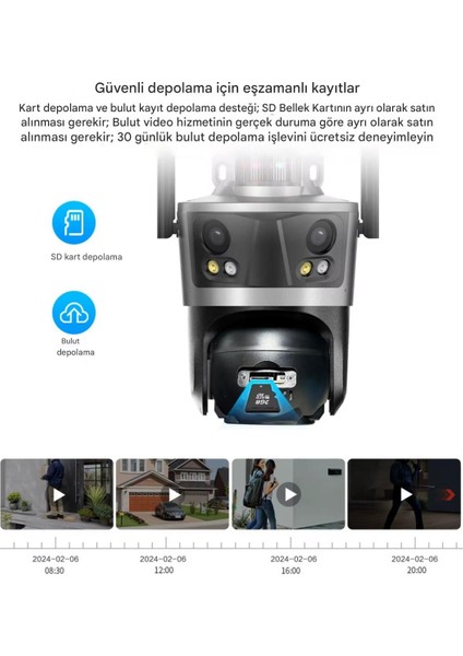 6k 12 Mp Hd Wıfı Ip Kamera Üç Kameralı Dış Mekan Ptz Otomatik Takip Cctv Güvenlik Video Gözetimi Kamerası Renkli Gece Görüşülü fırsatları