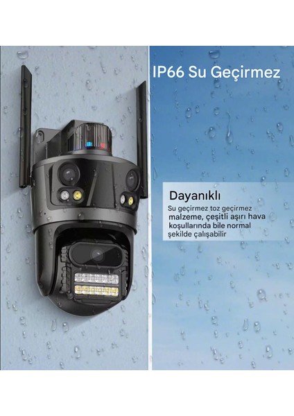 6k 12 Mp Hd Wıfı Ip Kamera Üç Kameralı Dış Mekan Ptz Otomatik Takip Cctv Güvenlik Video Gözetimi Kamerası Renkli Gece Görüşülü indirimleri