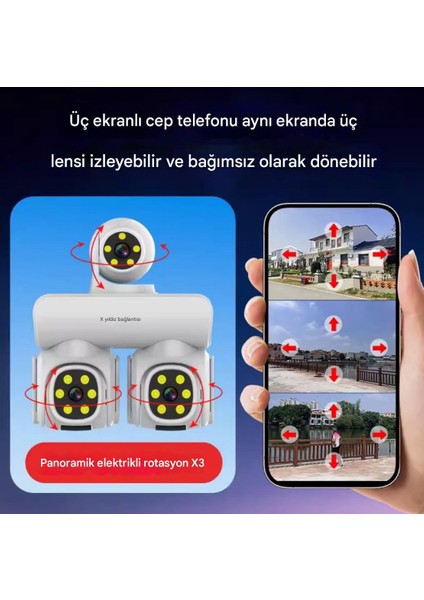 6k 12MP 10X Zoom Üç Lensli Wıfı Güvenlik Kamerası Ptz Su Geçirmez İki Yönlü Interkom Hareket Sensörlü