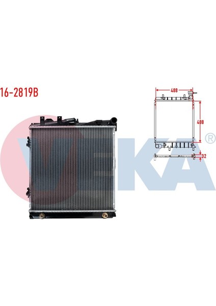 VEKA-16-2819B - Su Radyatoru Brazıng Mercedes S Serısı (W126) 260 Se A-T Ac+/- 1981-1991