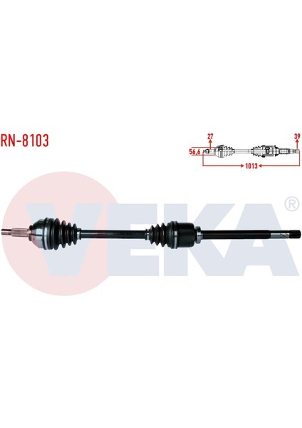 VEKA-RN-8103 - Komple Aks Sag On Renault Trafıc Iı (Fl) 2.0 Dcı Uzunluk 1013MM 2001-2014